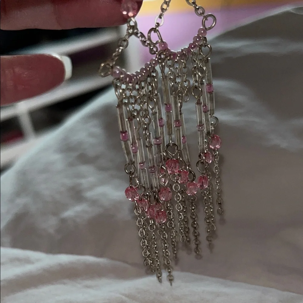 Chic Pink and blue beaded Dangle Earrings - Picture 7 of 8